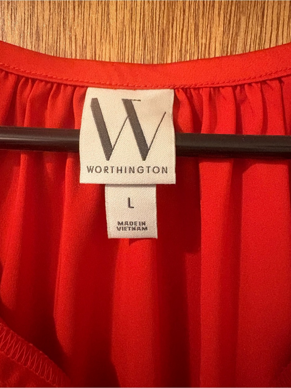 W by Worthington Orange Tie-Neck Satin Blouse NWT - Picture 5 of 6